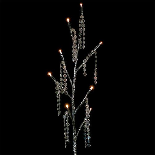 Floristik24 Větev stříbrná s diamanty LED 75cm sada 2 ks