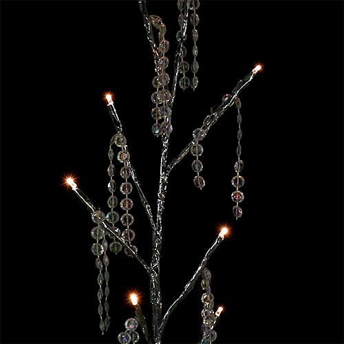 Floristik24 Větev stříbrná s diamanty LED 75cm sada 2 ks