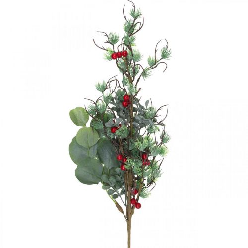 Vánoční dekorace větev umělé zelené červené bobule 70cm