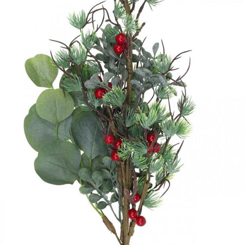 Vánoční dekorace větev umělé zelené červené bobule 70cm