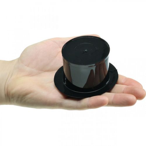 položky Dekorační válec, Silvestrovská dekorace, klobouk na výsadbu, květináč Nový rok Černá V5cm L12cm 20 ks