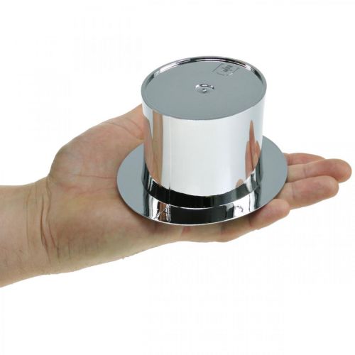 Floristik24 Válec na výsadbu, Nový rok, ozdobný klobouk, Silvestrovská dekorace stříbrná V6,5cm L12cm 9ks