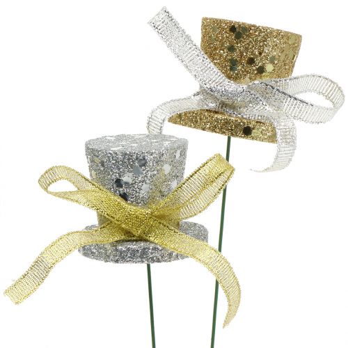 Floristik24 Zástrčka válce zlatá, stříbrná 3cm 2ks