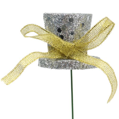 Floristik24 Zástrčka válce zlatá, stříbrná 3cm 2ks