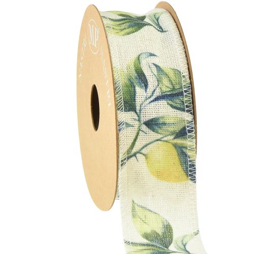 Floristik24 Stuha citrony a listy ozdobná stuha bavlna 40mm 10m