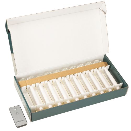 položky LED svíčky na stromeček, kuželovité svíčky s krystalem, žluté světlo, 31 cm, 10 kusů