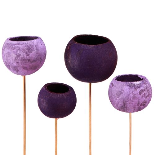 Floristik24 Bell Cup na špejli Exotická suchá dekorace Purple Berry 44cm 15 ks