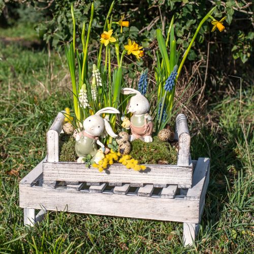 položky Květinový truhlík Shabby Chic truhlík na rostliny dřevo bílý 38/31 cm sada 2 ks