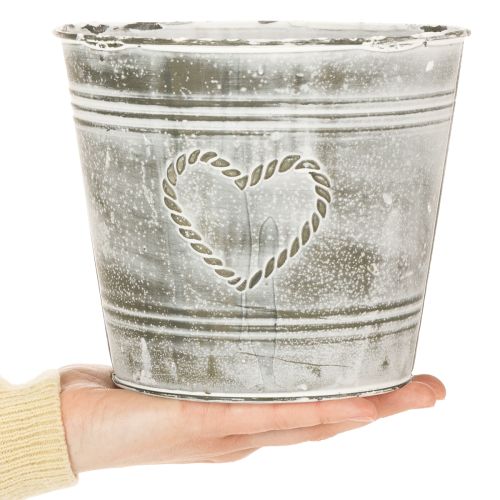Květináč v shabby chic stylu, kovový, ve tvaru srdce, Ø17,5 cm, V15,5 cm | Floristik24.cz