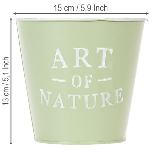 Zinkový květináč, mátově zelený, Ø15cm, V13,5cm | Floristik24.cz