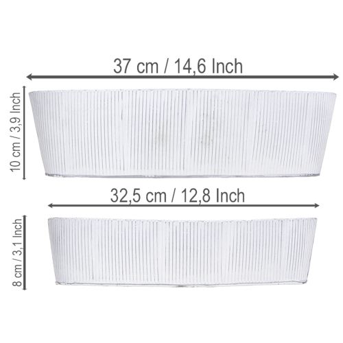 položky Oválná kovová miska v bílé a stříbrné barvě, 32,5 cm/37 cm, sada 2 kusů