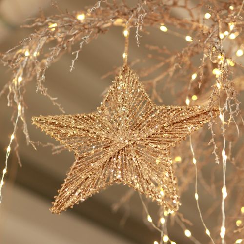 Floristik24 Vánoční ozdoby na stromeček, adventní dekorace, přívěsek hvězda zlatý Š20,5 cm 6 kusů