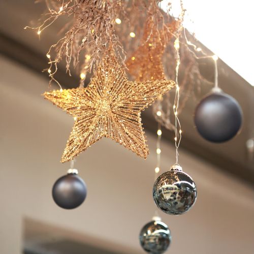 položky Vánoční ozdoby na stromeček, adventní dekorace, přívěsek hvězda zlatý Š30cm 4 kusy