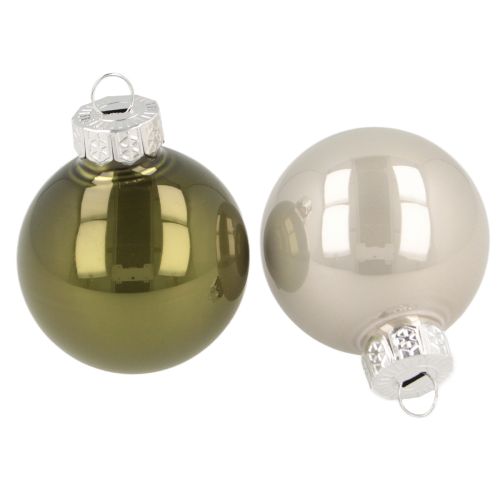 Floristik24 Mini vánoční koule skleněné zelené stříbrné 4 cm 24 ks