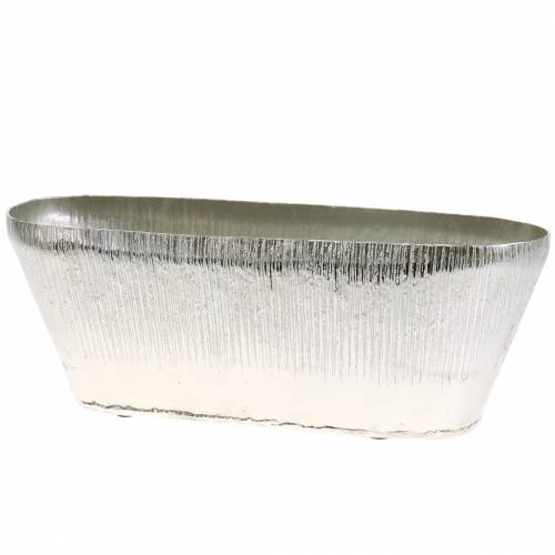 Floristik24 Ozdobný hrnec oválný stříbrný 40cm x 13cm H13cm