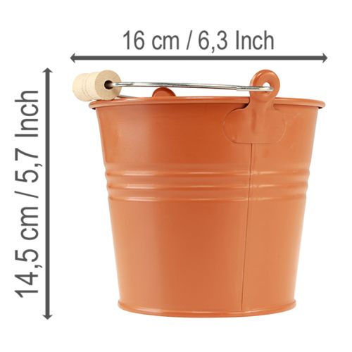položky Dekorativní kovový kbelík/květináč, oranžovohnědý, Ø16 cm, V14,5 cm, 1,6 l