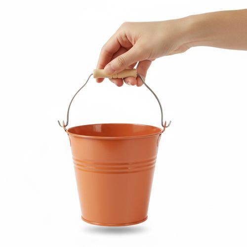 položky Dekorativní kovový kbelík/květináč, oranžovohnědý, Ø22 cm, V21,5 cm, 6 l