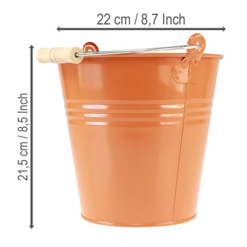 položky Dekorativní kovový kbelík/květináč, oranžovohnědý, Ø22 cm, V21,5 cm, 6 l