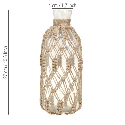 položky Ozdobná skleněná váza na lahev makramé Ø10cm H27cm