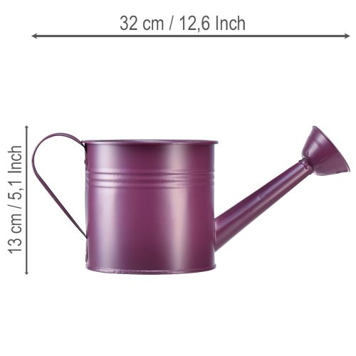 Dekorativní konev na zalévání, fialový kovový květináč, Ø13,5 cm V12,5 cm | Floristik24.cz