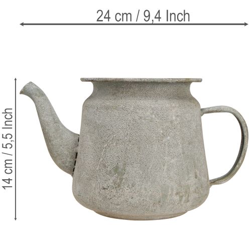 Dekorativní kovová konvice na čaj, vintage styl, šedá, 24×14×14 cm, retro shabby chic styl | Floristik24.cz