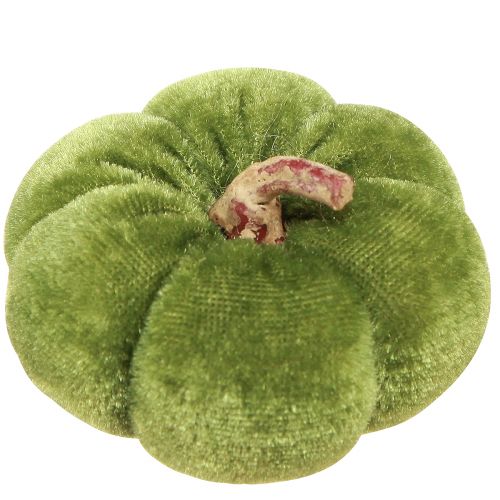 Floristik24 Dekorativní dýně z látky sametově zelené Ø7cm V4,5cm 9 kusů