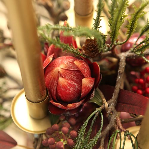 položky Dekorativní umělé květiny Protea červenooranžové 34cm 3ks