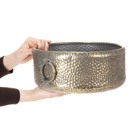 položky Dekorativní miska, starožitný vzhled, kovový květináč, zlatá, Ø37/31 cm, sada 2 kusů