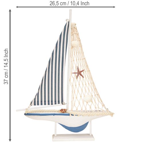 položky Dekorativní dřevěné skořepiny plachetnice bílá modrá L26,5cm H37cm