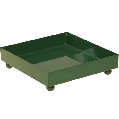 Floristik24 Dekorativní tác čtvercový kovový tác zelený 15×15cm 2ks