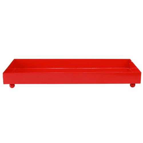 položky Dekorativní podnos obdélníkový červený kovový podnos s nožičkami 30×15cm