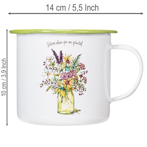 Dekorativní hrnek/květináč, smaltovaný, Ø11,5 cm V10 cm | Floristik24.cz