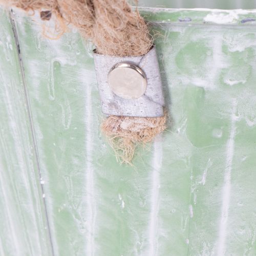 položky Dekorativní květináč, kovový kyblík na sázení, květináč s uchy, růžovo-zeleno-žlutý shabby chic Ø15cm V13cm 3dílná sada