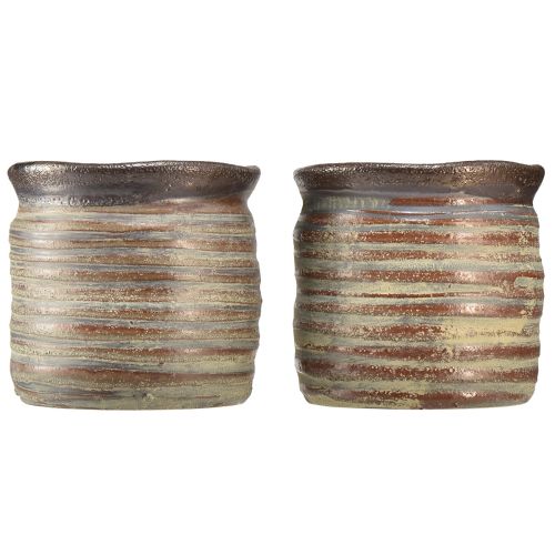 položky Dekorativní květináč keramický metalíza hnědošedý 10,5×10cm 2ks