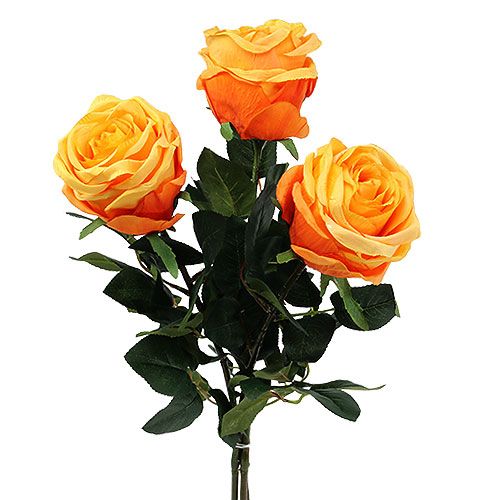 Floristik24 Dekorativní růže oranžová Ø8cm L68cm 3ks