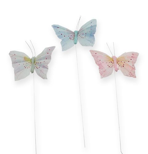 Dekorativní motýl na drátěný pastel 8cm 12ks