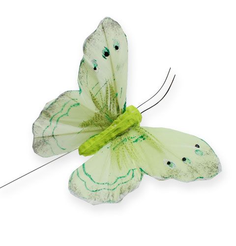 položky Ozdobný motýl na drátě zelený 8cm 12ks