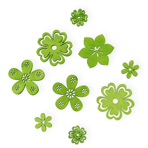 Floristik24 Dekorativní květiny zelené Ø2cm - Ø4cm 96p