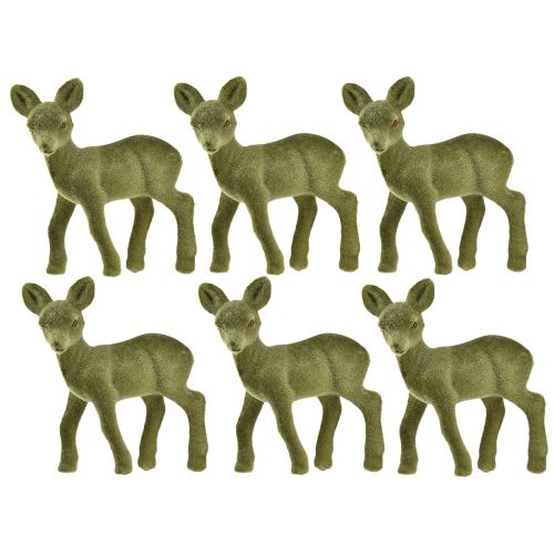 položky Dekorativní figurka jelen kolouch hejnový vánoční figurky zelené 10,5cm 6 ks