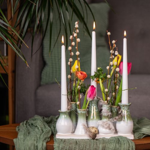 položky Dekorativní keramické vázy na podnose, všestranná bytová dekorace, 26 cm