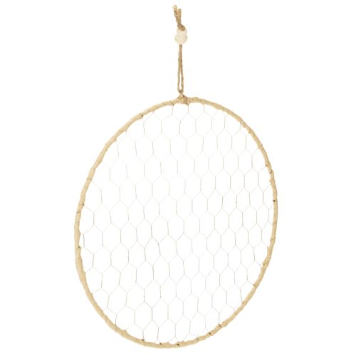 Floristik24 Dekorativní kovový prsten Ø38cm, závěsná dekorace, rafie, stříbrná, přírodní, boho nástěnná dekorace, všestranné zdobení, 4 kusy