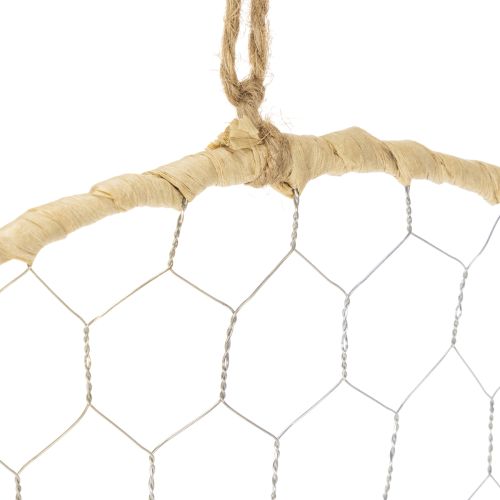 položky Dekorativní kovový prsten Ø38cm, závěsná dekorace, rafie, stříbrná, přírodní, boho nástěnná dekorace, všestranné zdobení, 4 kusy