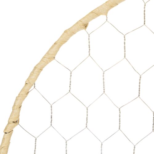 položky Dekorativní kovový prsten Ø38cm, závěsná dekorace, rafie, stříbrná, přírodní, boho nástěnná dekorace, všestranné zdobení, 4 kusy