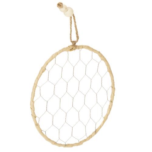 Floristik24 Dekorativní kovové závěsné kroužky z rafie, Ø20cm, 4 kusy, boho nástěnná dekorace, dekorace na okno