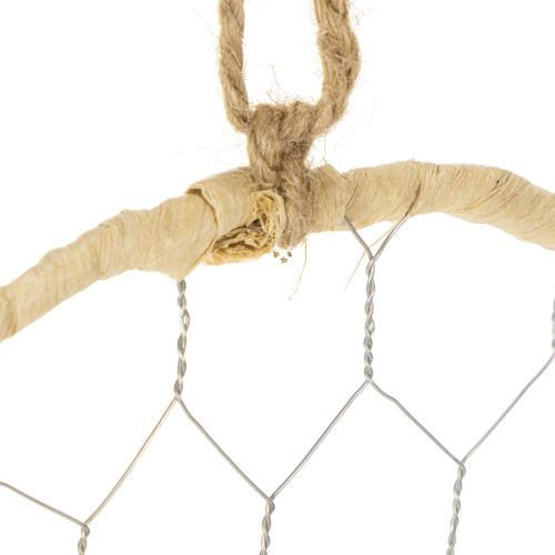 položky Dekorativní kovové závěsné kroužky z rafie, Ø20cm, 4 kusy, boho nástěnná dekorace, dekorace na okno