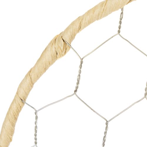 položky Dekorativní kovové závěsné kroužky z rafie, Ø20cm, 4 kusy, boho nástěnná dekorace, dekorace na okno