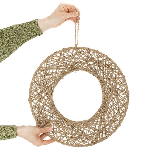 položky Dekorativní jutové kroužky, přírodní styl, závěsná dekorace, boho styl, Ø38cm, 2 kusy, kovové kroužky, dekorace na zeď, dekorace na okno