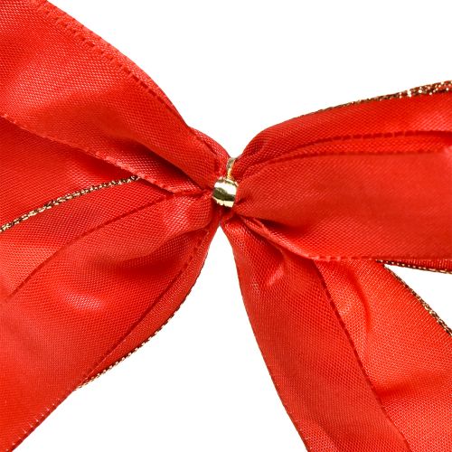 Floristik24 Ozdobná mašle červená mašle se zlatým okrajem - elegantní vánoční dekorace 4cm šířka 15×21cm 10ks