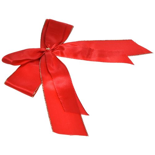 Floristik24 Ozdobná mašle červená mašle se zlatým okrajem - elegantní vánoční dekorace 4cm šířka 15×21cm 10ks