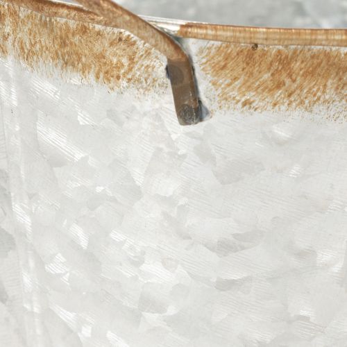 položky Dekorativní květináč s uchy, květináč na rostliny, kovová nádoba, stříbrná, zvětralá ocel, Ø17cm V16,5cm